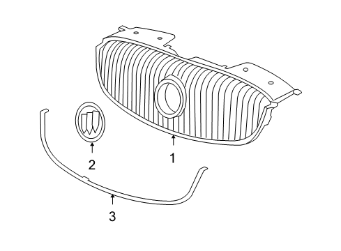 2007 Buick Lucerne Grille & Components Diagram 1 - Thumbnail