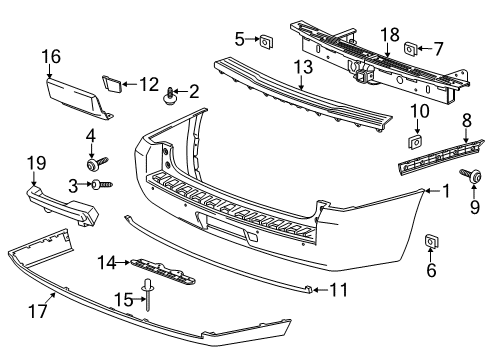 2016 Cadillac Escalade Bracket,Rear Bumper Fascia Trailer Hitch Access Hole Cover Diagram for 22960925