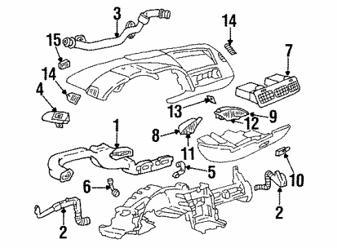 1990 Chevy Corvette Deflector, Lap Air Outlet Diagram for 10100163