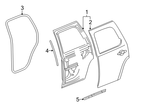 2010 Cadillac Escalade Weatherstrip Assembly, Rear Side Door Front Auxiliary Diagram for 15792912