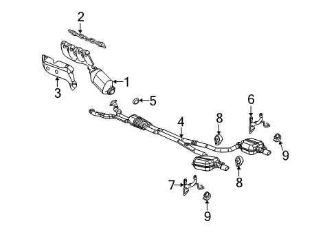 2009 Cadillac STS Exhaust Components Diagram 2 - Thumbnail