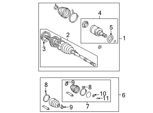 2004 Pontiac Vibe Joint Kit,Rear Wheel Drive Shaft Outer Cv Diagram for 88973977