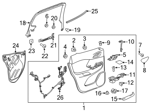 2023 GMC Acadia Interior Trim - Rear Door Diagram