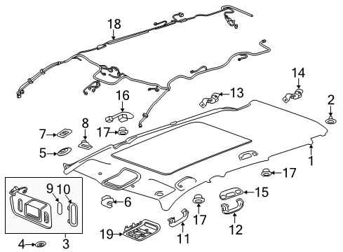 2018 Cadillac XT5 Harness Assembly, Headlining Trim Panel Diagram for 84256943