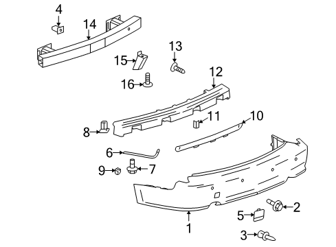 2009 Cadillac SRX Rear Bumper Diagram 1 - Thumbnail