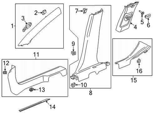 2022 Buick Envision Interior Trim - Pillars Diagram