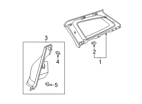 2003 Pontiac Vibe Panel,Body Side Upper Trim *Gray Diagram for 88973272