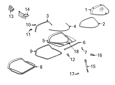 2003 Chevy Corvette Emblem Assembly,Rear Compartment Lift Window Panel Diagram for 19207386