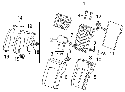 2012 Chevy Cruze Bezel, Rear Seat Back Cushion Latch Release Knob *Neutral L Diagram for 95217961