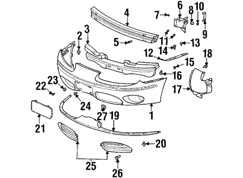 2003 Oldsmobile Aurora Bracket Assembly, Front Bumper Imp Bar Diagram for 25772081