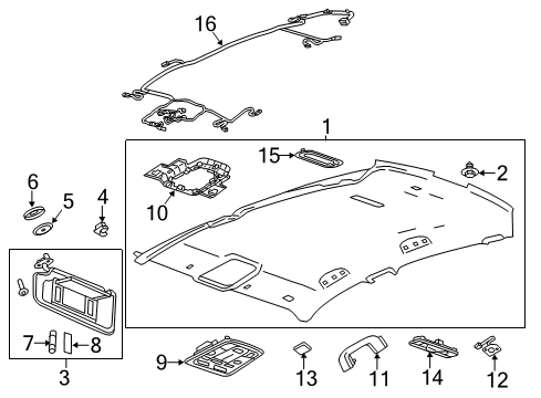 2014 Chevy Impala Interior Trim - Roof Diagram