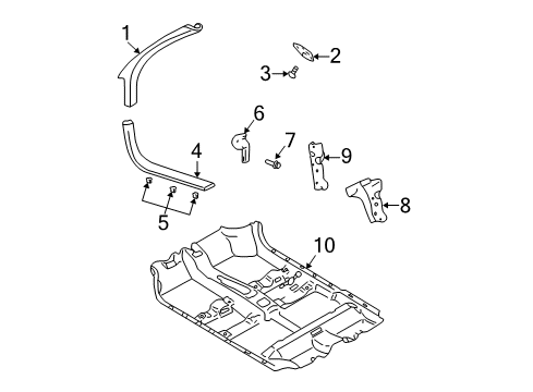 2000 Chevy Monte Carlo Retainer Assembly, Front Side Door Opening Floor Carpet *Medium Duty Dark Pewter Diagram for 10291095