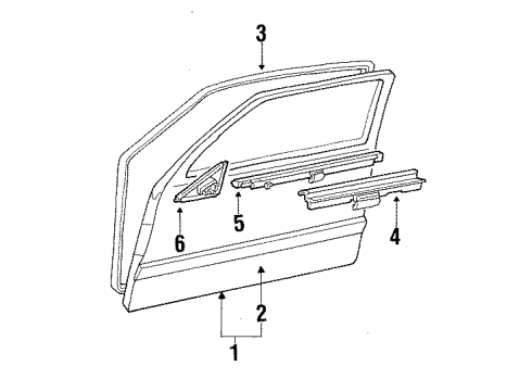 1991 Buick Skylark S/Strip Assembly, Front Door Window Outer At Belt *Bright/Black Diagram for 22546206