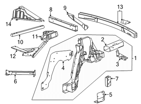 2024 Chevy Corvette BRACE ASM-BODY L/PLR UPR TIE BAR Diagram for 84825272