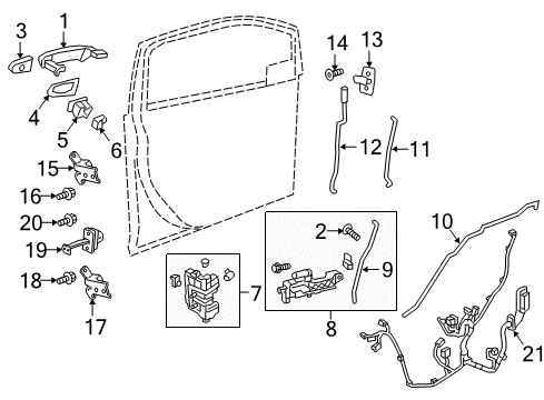 2020 Chevy Spark Bracket Assembly, Front Side Door Outside Handle Diagram for 42474213