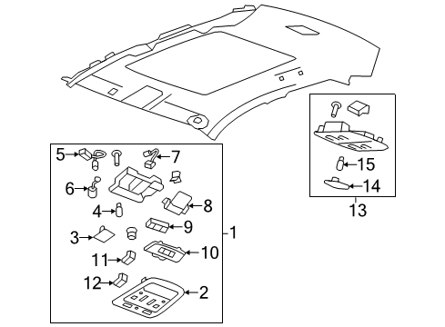 2012 Cadillac CTS Console Assembly, Roof Rear *Ebony Diagram for 20896904