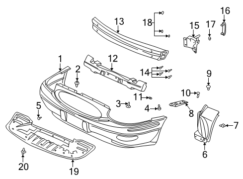 2000 Buick LeSabre Extension, Front Bumper Fascia Diagram for 25693090