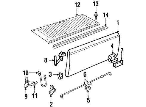 1994 GMC K2500 Tail Gate, Body Diagram 1 - Thumbnail