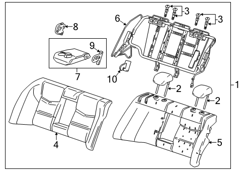 2019 Cadillac CTS Cover Assembly, Rear Seat Back *Saffron Diagram for 84198349