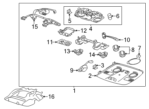 2016 Buick Enclave Cover, Roof Console Opening *Light Ttnum Diagram for 15927687