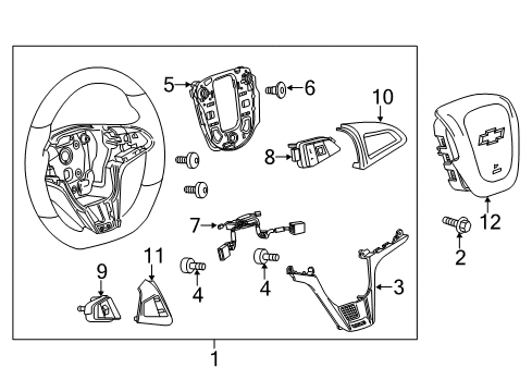 2012 Chevy Camaro Steering Column, Steering Wheel & Trim Diagram 5 - Thumbnail