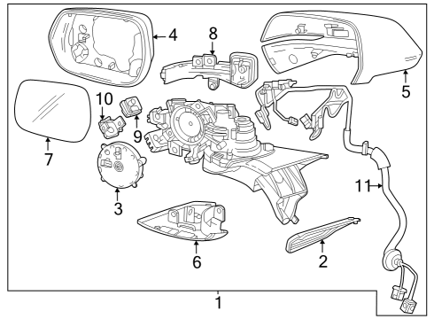 2024 Cadillac LYRIQ MIRROR,O/S RR VIEW (REFL GLS & BKG PLT) Diagram for 87823062