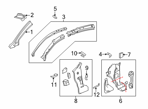 2015 Buick LaCrosse Reinforcement Assembly, Body Hinge Pillar Outer Panel Diagram for 22997604