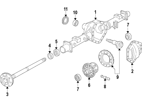 2016 Chevy Silverado 1500 Front & Rear Propeller Shaft Assembly Diagram for 23508419