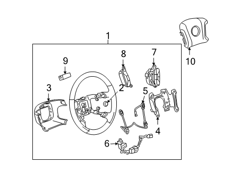 2008 Cadillac DTS Steering Wheel Assembly *Ebony Diagram for 25924601