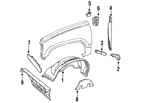 1995 Chevy K1500 Suburban Inner Components - Fender Diagram