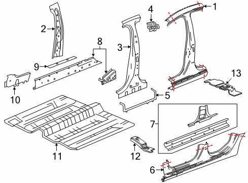 2014 Buick Regal Panel Assembly, Center Pillar Inner Diagram for 13271903