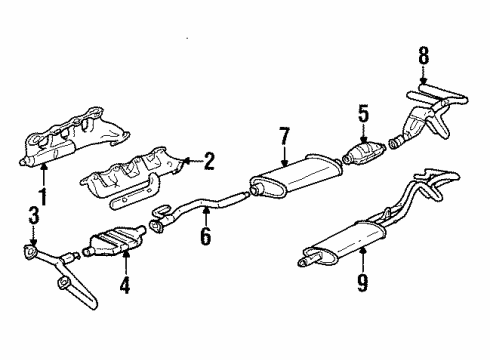 1988 Chevy C3500 Engine Exhaust Manifold Assembly Diagram for 12551445