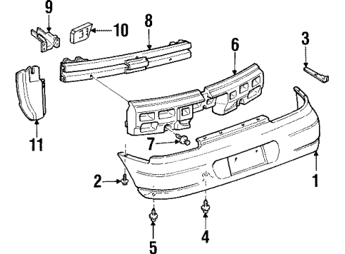 2003 Pontiac Grand Prix Rear Bumper Cover Primed Diagram for 12335589