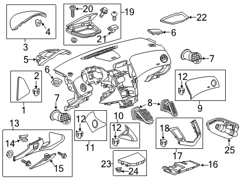 2015 Chevy Cruze Panel Assembly, Instrument Panel Upper Trim *Brownstone Diagram for 95429326