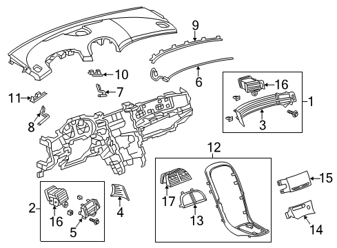 2013 Chevy Malibu Bezel,Instrument Panel Outer Air Outlet Diagram for 22863908