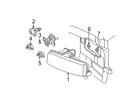 1997 Chevy Express 3500 Capsule/Headlamp/Fog Lamp Headlamp Diagram for 16522159