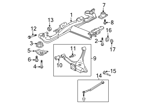 2010 Buick Lucerne Rear Suspension Components, Upper Control Arm, Stabilizer Bar Diagram 1 - Thumbnail