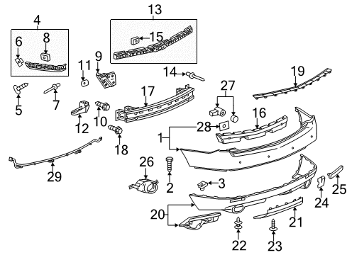 2014 Cadillac SRX Absorber, Rear Bumper Energy Diagram for 25777323