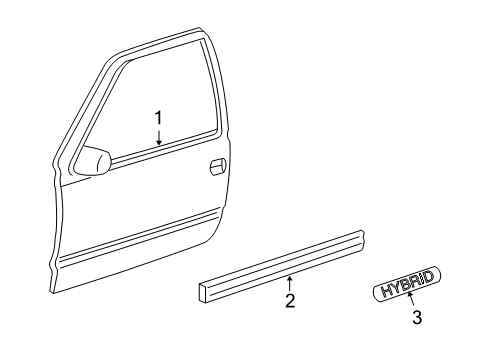 2007 Chevy Silverado 1500 Classic Exterior Trim - Front Door Diagram 1 - Thumbnail