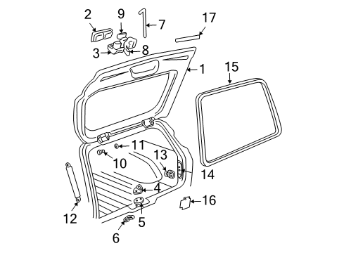 2004 Oldsmobile Bravada Gate & Hardware Diagram 1 - Thumbnail