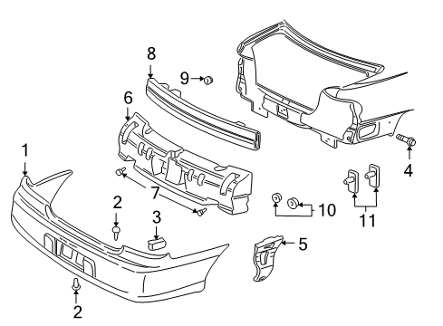 1997 Chevy Malibu Reinforcement, Rear Bumper Fascia Outer *Black Diagram for 22604760