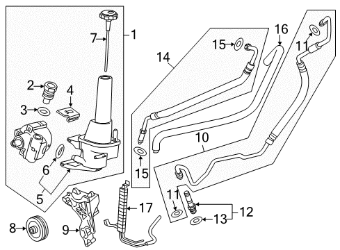 2013 GMC Sierra 2500 HD Hose Assembly, P/S Gear Inlet Diagram for 23251102