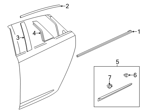 2014 Cadillac XTS Applique Assembly, Rear Side Door Window Frame Rear Diagram for 22961301