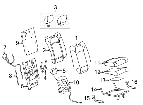 2012 GMC Acadia Handle Assembly, 3Rd Row Seat Back Latch Release *Dune Diagram for 22971697