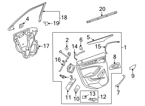 2010 Cadillac CTS Bezel, Rear Side Door Window Switch *Light Ttnum Diagram for 25920874