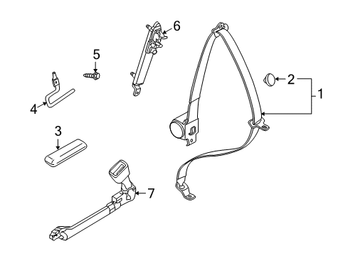 2008 Saturn Astra Adjuster,Driver Seat Shoulder Belt Guide Diagram for 13166032