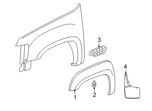 2012 Cadillac Escalade ESV Front Molded Splash Guards in Silver Diagram for 19165823