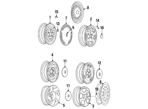 1993 Oldsmobile Achieva Wheel Trim Cover Emblem Diagram for 25532200