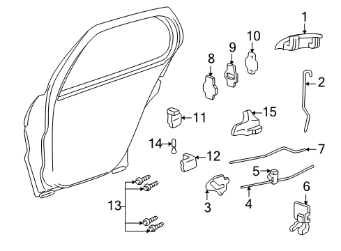 1995 Pontiac Sunfire Rear Door - Lock & Hardware Diagram