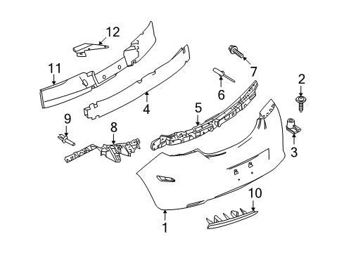 2008 Saturn Astra Reflector,Rear Bumper Diagram for 13252442